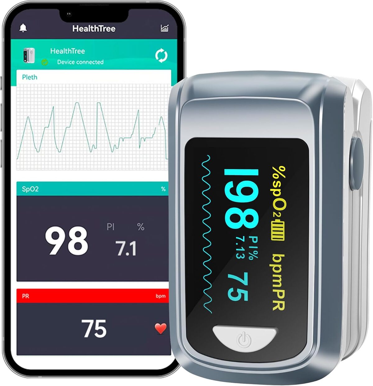 Test Oxymètre HealthTree Bluetooth: suivi Oxygène et Coeur sur Mobile