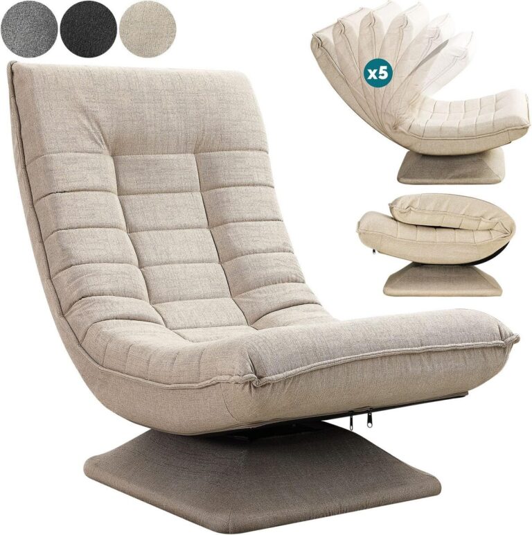 Fauteuil Relax Korsika Pivotant Et Pliable - Rembourrage 5 Couches, Velours Gris, Capacité 150 Kg