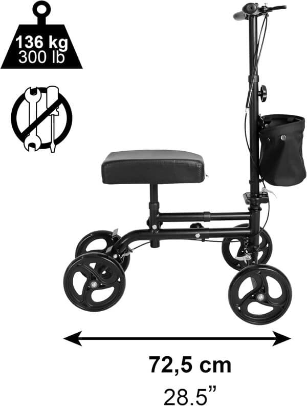 PEPE - Trottinette Pliante pour Genoux, Déambulateur à Genoux d'Intérieur, Alternative à la Béquille