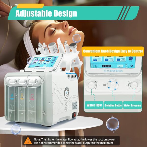 XUEMANSHOP Hydrodermabrasion, 6 en 1 H2-O2 Small Bubble Jet Skin Scrubbing Machine, Appareil Aqua Facial, Appareil Hydrafacial, Soin de la peau du visage Hydroxy