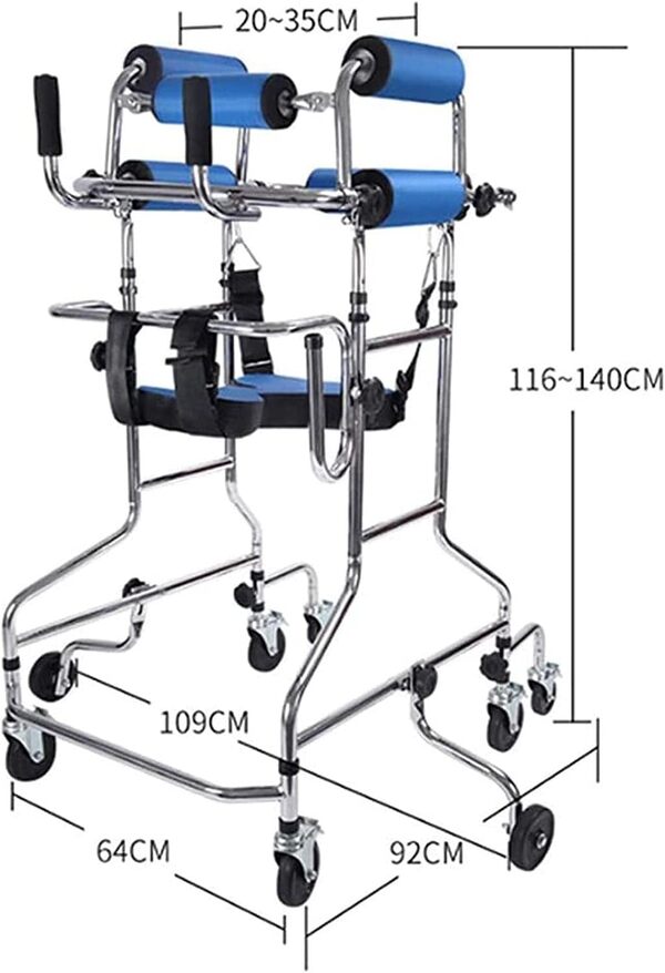 Déambulateur pour Personnes âgées Portable Hauteur réglable Hémiplégie Réhabilitation Cadre Debout Adulte Aide à la Marche pour Les Personnes handicapées de 150 à 180 cm