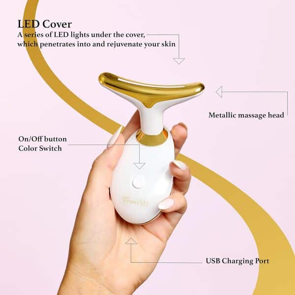 Appareil de massage 7 couleurs pour le visage et le cou avec vibration, outil de thérapie à domicile rechargeable à la lumière rouge pour le visage et le cou