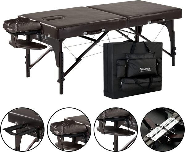 Master Massage Supreme Table de massage portable extra large de 79 cm, LX SPA, lit de beauté du visage, facile à installer, 7,6 cm d'épaisseur en mousse à mémoire de forme, rembourrage en polyuréthane