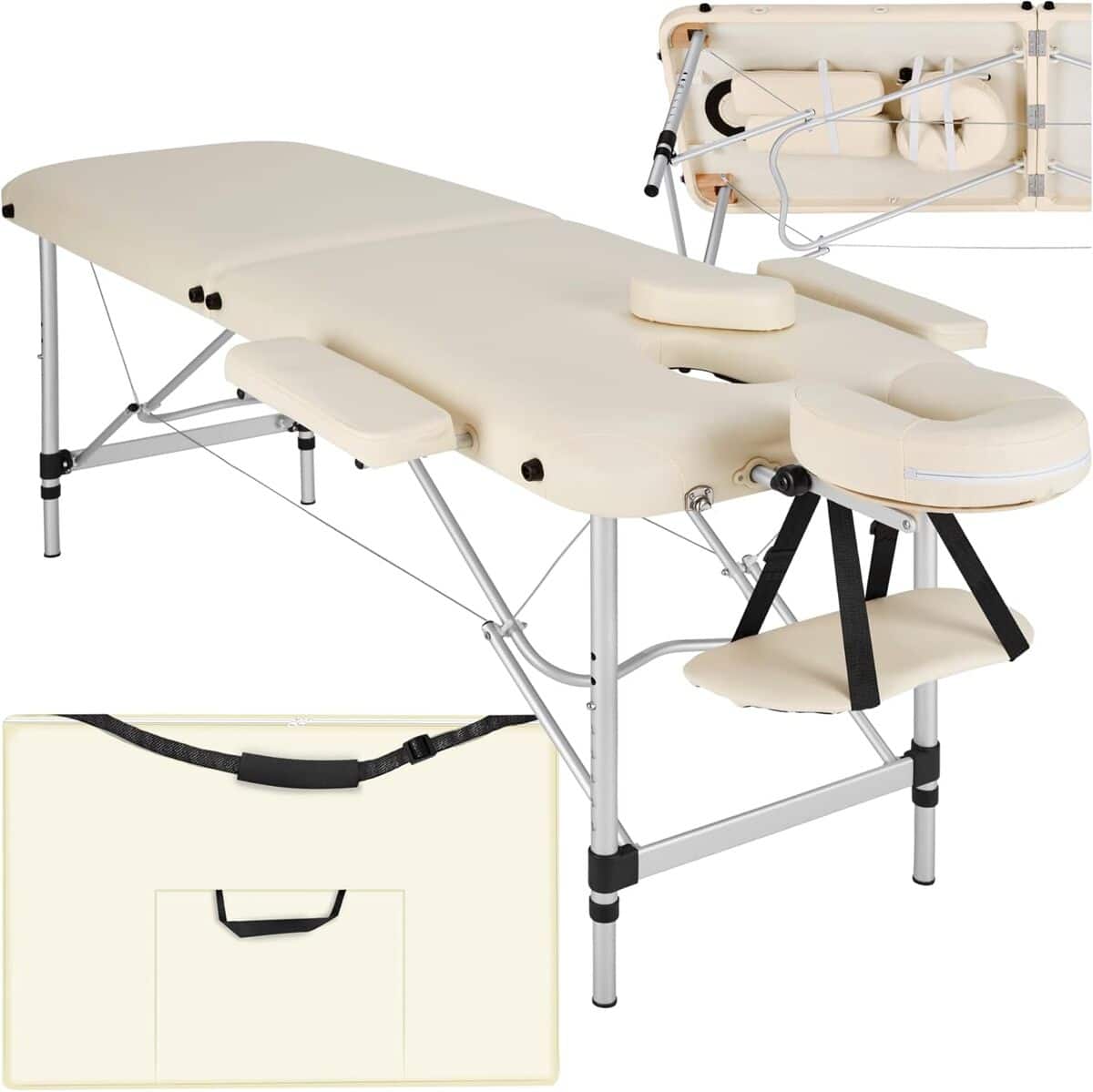 Test de la table de massage pliante TecTake 2 zones en aluminium