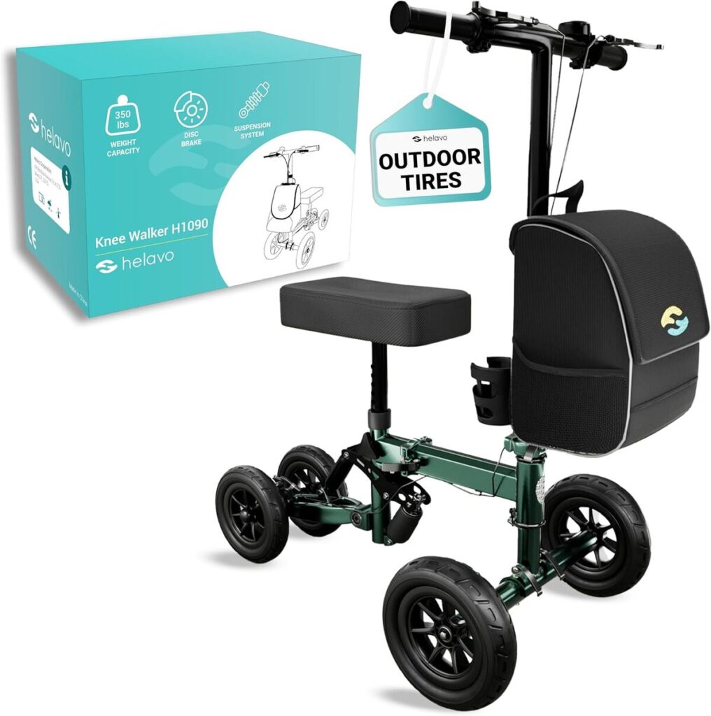 Test : déambulateur Helavo pliable avec genouillère et guidon réglable