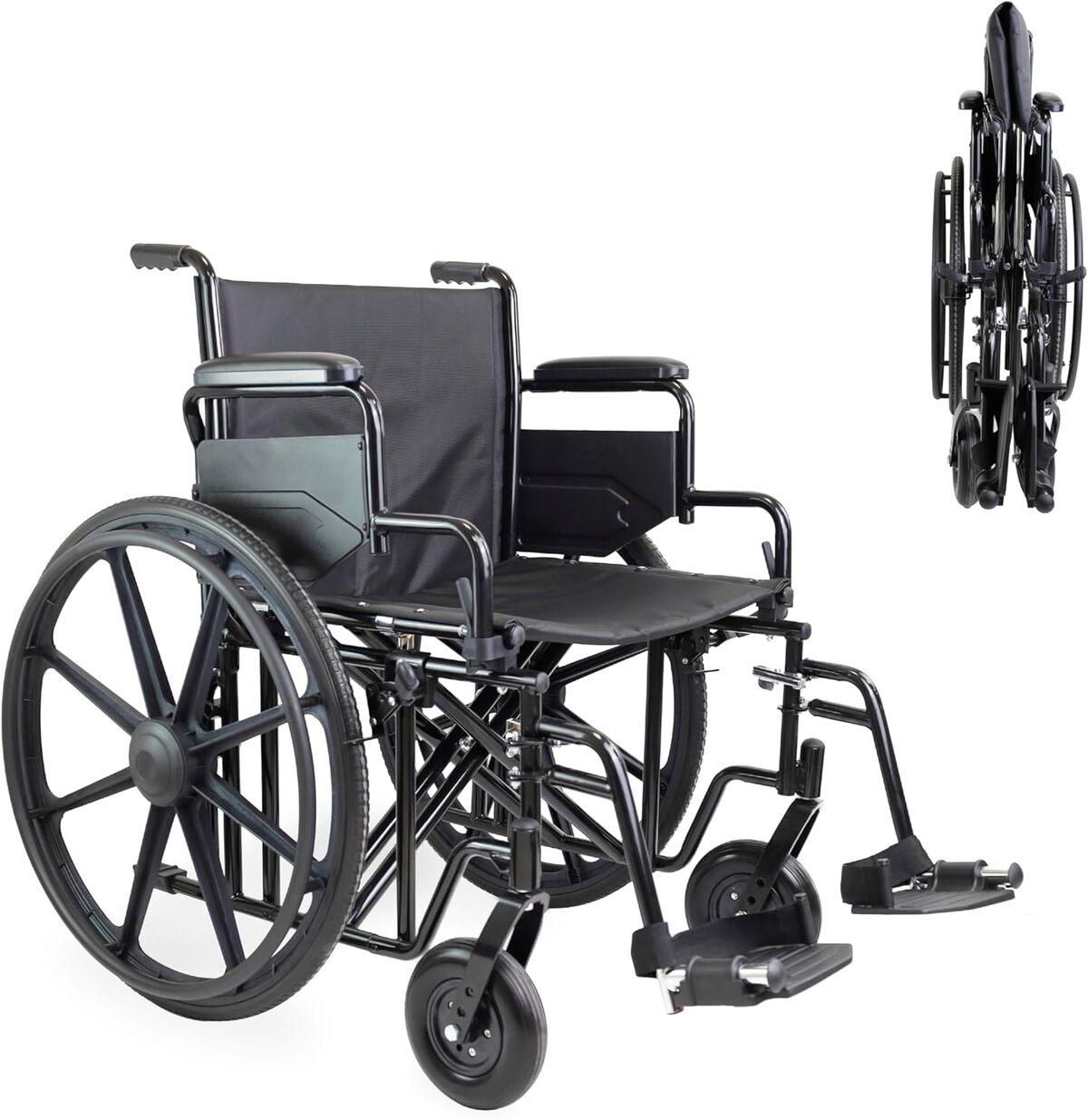 Test du fauteuil roulant Pepe pliable 225 kg : cadre en acier robuste