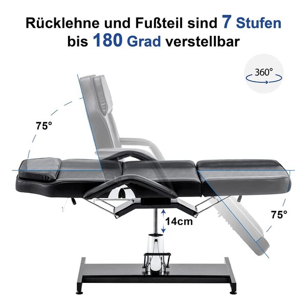 Barberpub hydraulique BEAUTEK Table de massage table de thérapie tattooliege, noir