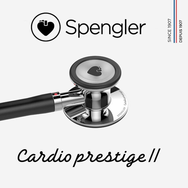 SPENGLER Cardioprestige II, Stéthoscope de Diagnostic Médical, Double Pavillon en Acier inoxydable, Qualité Acoustique Exceptionnelle, Confortable, Polyvalent