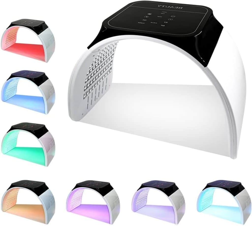 Test du masque facial led lumière 7 en 1 pour soins à domicile