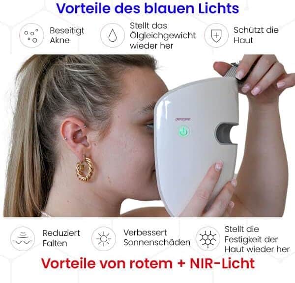 TensCare Masque LED visage - Lumière rouge, bleue et NIR pour anti-âge, réduction des rides et traitement de l'acné. Sans fil et portable.