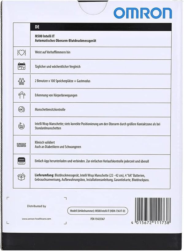 Omron Oberarm-Sphygmomanomètre M500 Intelli IT
