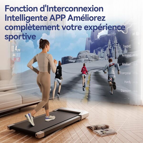 Copant Tapis de Marche, Tapis de Course avec LCD Écarn, 2.5 HP Walking Pad avec APP &Télécommande，Charge Max 159 kg, avec Parcours d'Entraînement et Courses, 1-8km/h pour Domicile ou Bureau