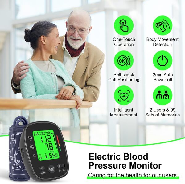 Tensiomètre bras: tensiomètres automatiques pour usage domestique - appareil tension artérielle bras tensiometre brassard 8.7-16.5 in réglable - affichage numérique LCD 2 * 99