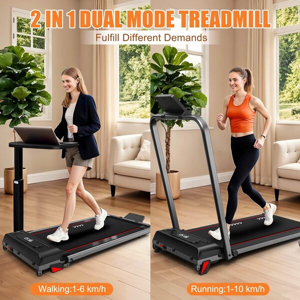 CharonFit Tapis de Course pour Domicile, Walking Pad : avec Un Moteur de 2,25 CV, Une capacité de Charge de 100 kg et Une Pente de 4%, 1-10 km/h