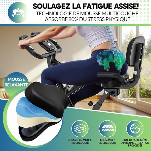 Vélo D'appartement SLUNSE 509 - Résistance Magnétique Réglable, écran LCD, Apps Connectées - Jusqu'à 180 Kg