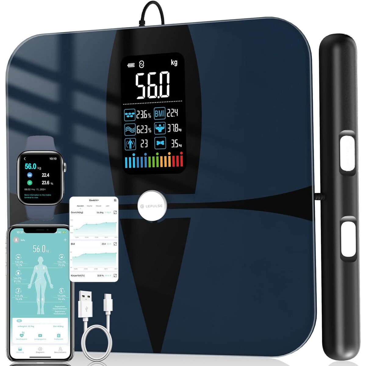 Test : balance LEPULSE connectée avec impédancemètre à 8 électrodes