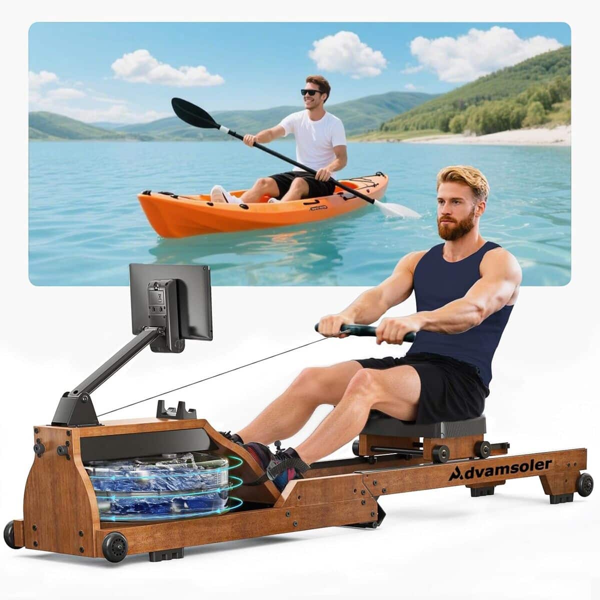 Test du rameur Ă eau Advamsoler : performance et design pliable