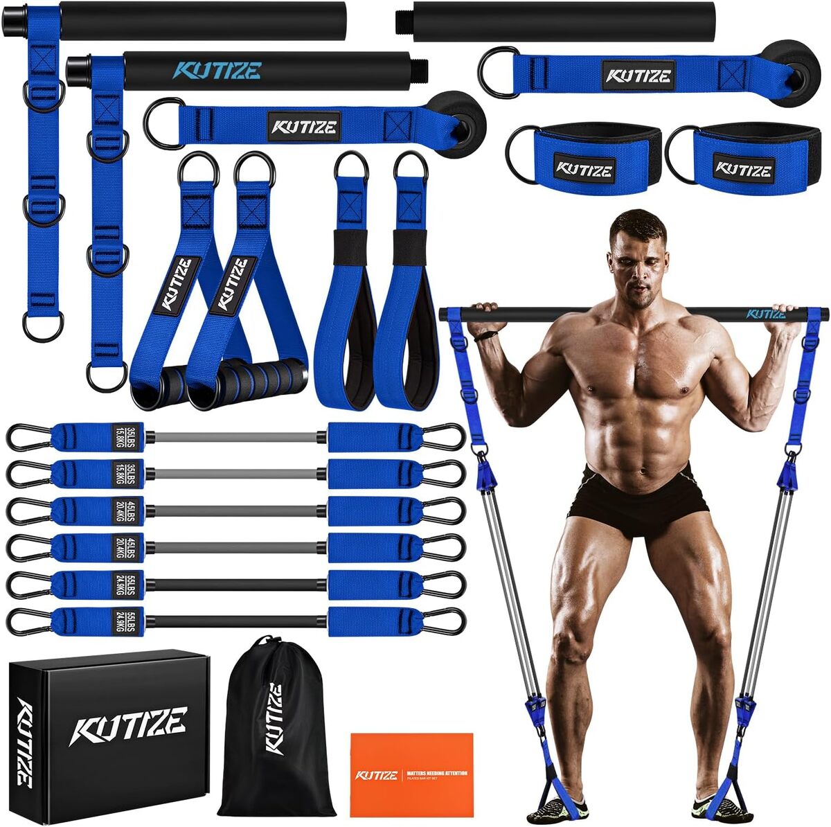 Test barre de pilates multifonction 3 sections avec bandes de résistance