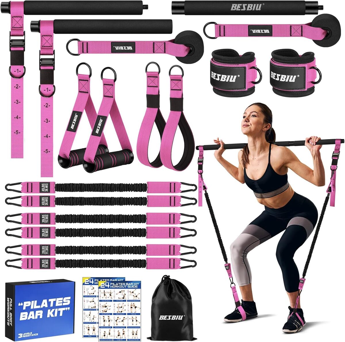 Test du kit de barre Pilates : puissance des bandes de 95, 3 kg