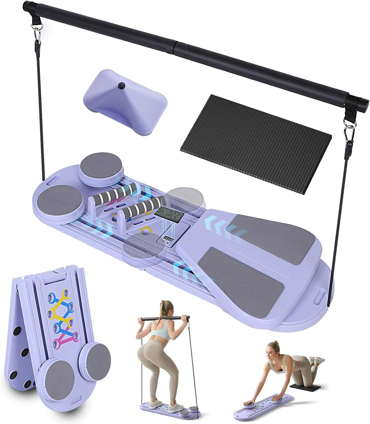Test : ensemble de planche de pilates pliable avec compteur