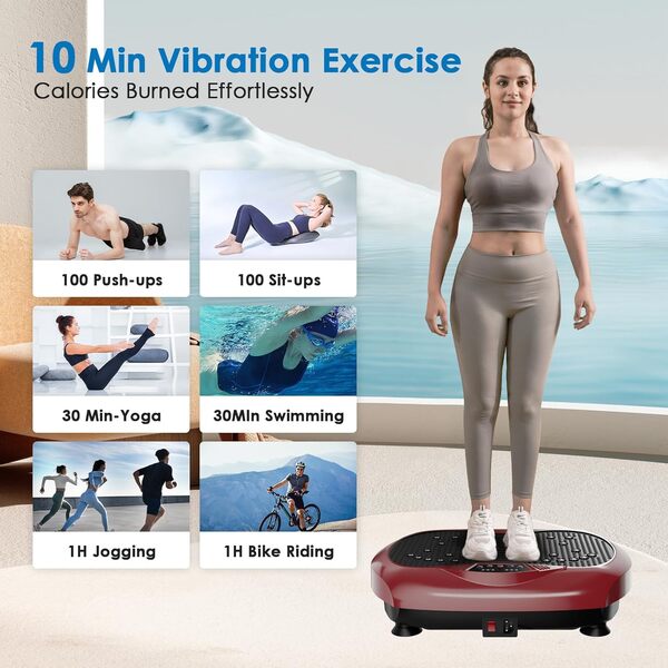 Appareil de fitness avec plaque vibrante pour un entraînement complet du corps, avec plateforme vibrante et drainage lymphatique pour la perte de poids, barre de Pilates + bandes de résistance