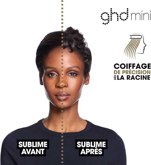 ghd - Lisseur cheveux ghd mini - Fer à lisser professionnel (Noir) - Plaques 40% plus fines - Cheveux 50% plus brillants, sans chaleur extrême, design premium - Idéal pour les cheveux courts/franges