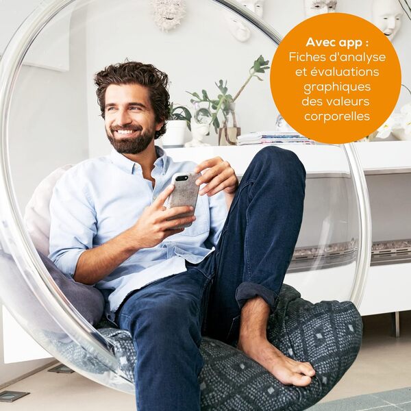 Beurer BF 980 Pèse-personne de diagnostic avec WIFI et Bluetooth, enregistrement de l'analyse et évaluation graphique des valeurs corporelles par application, mesure de la fréquence cardiaque