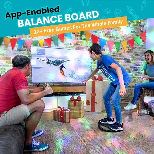 GoBalance Board Planche d'équilibre avec capteur Bluetooth intelligent, 12 jeux interactifs gratuits – Amusant, entraînement à l'équilibre et entraînement à domicile pour améliorer la coordination et