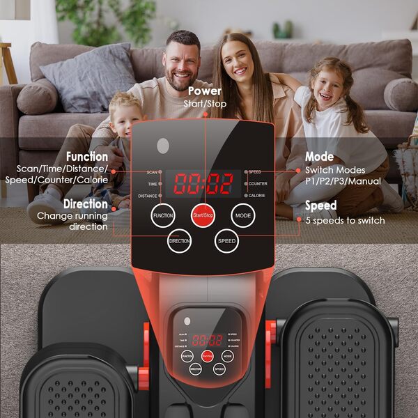 Exerciseur à Pédale Elliptique, pedalier Bureau avec Télécommande D'affichage Exerciseur de Jambes pour Les Personnes Âgées et Les Adultes,Ultra Silencieuse Elliptique Portable