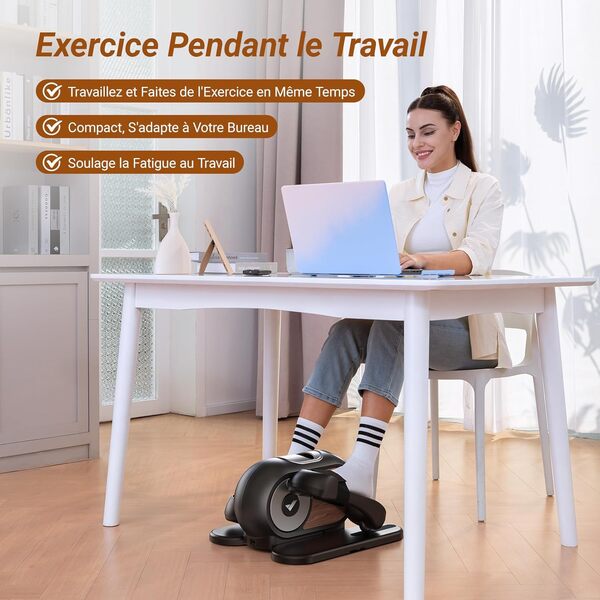 MERACH Elliptique de Bureau pour Maison, Mini Vélo Elliptique ÉLectrique, Télécommande, Écran, Tapis Antidérapant, 12 Vitesses, Silencieux et Portable, Exerciseur de Pédales pour Seniors et Adultes