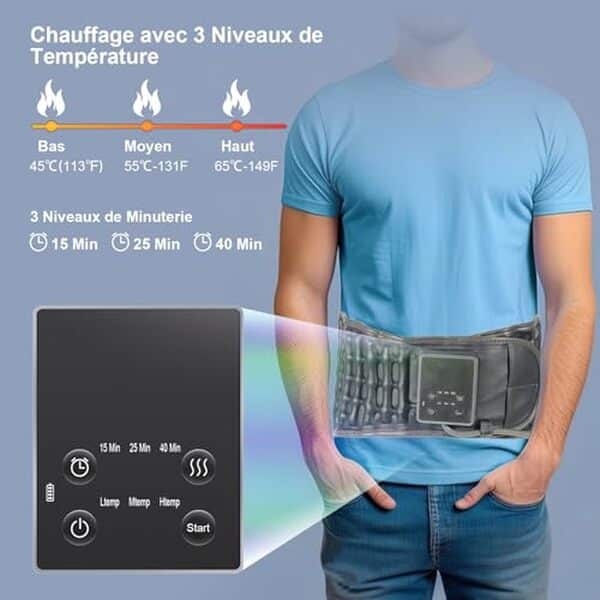 Découvrez comment la ceinture lombaire chauffante sans fil Oramuon peut soulager vos douleurs avec sa fonction de décompression et améliorez votre confort quotidien.