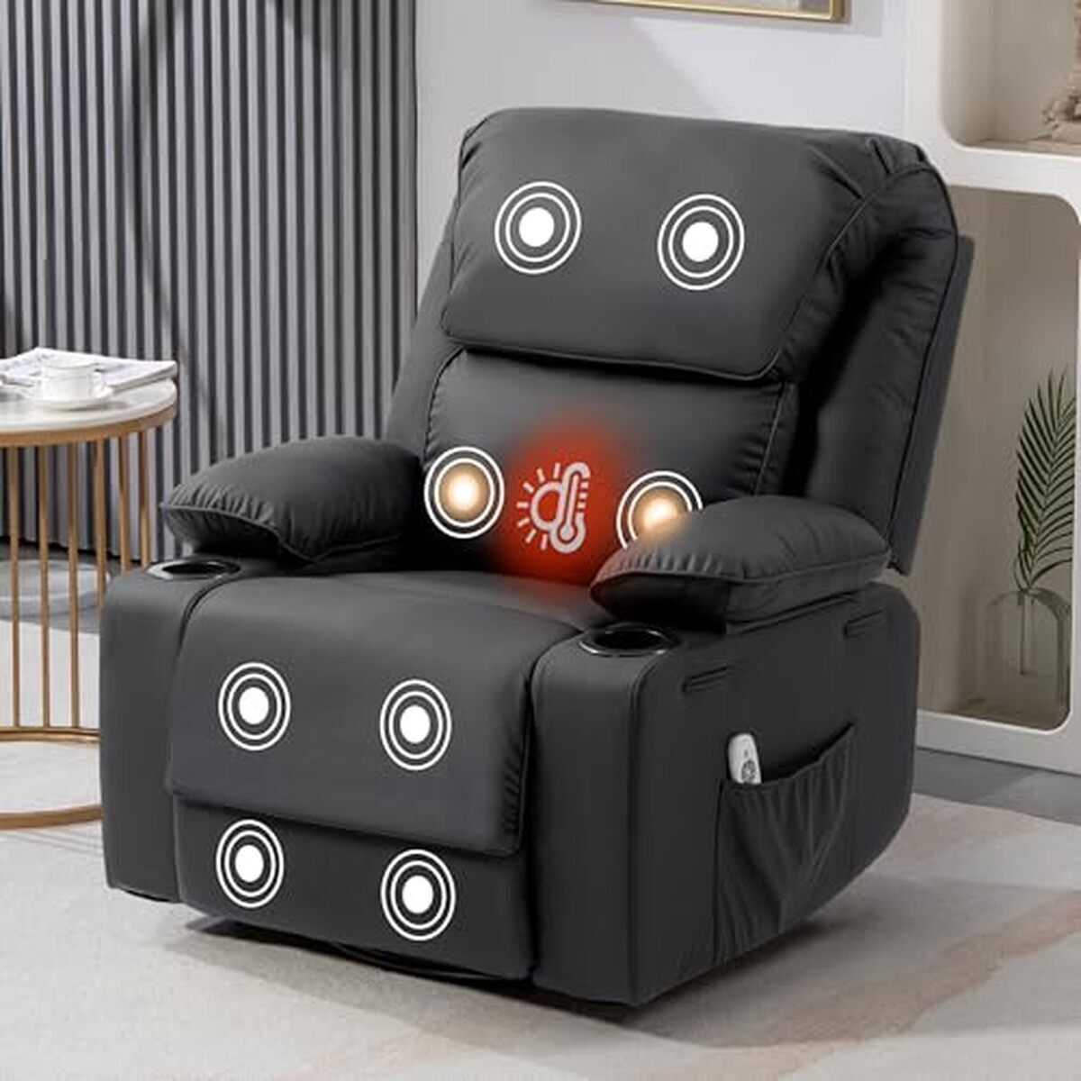 Test du fauteuil de relaxation inclinable 150° avec massage et chauffage, pivotant 360°