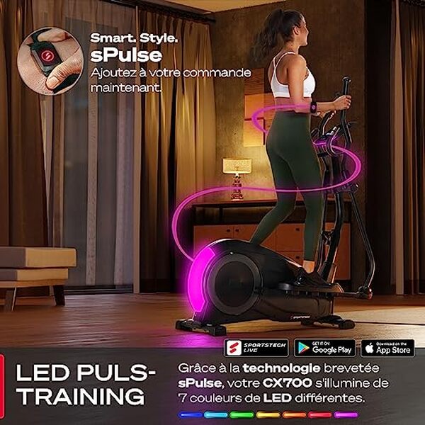 Découvrez le vélo elliptique Sportstech CX700 : technologie LED, freinage magnétique et performance optimale pour vos entraînements.