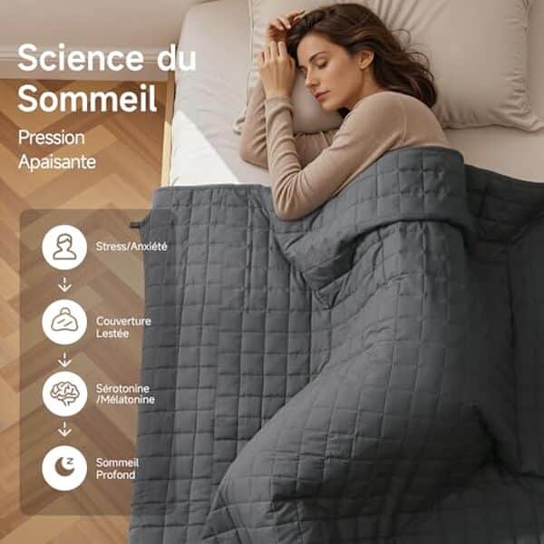 Essayez la couverture lestée KANKAEU 9kg pour une relaxation intense et améliorez votre confort de sommeil dès maintenant, explorez ses bienfaits apaisants